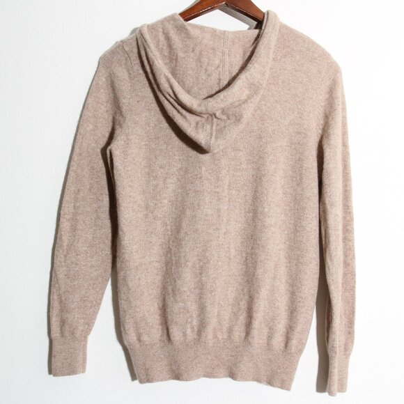 Quince 100% Mongolian Cashmere Full-Zip Hoodie Sweater Oatmeal Tan Size Small - Picture 12 of 16